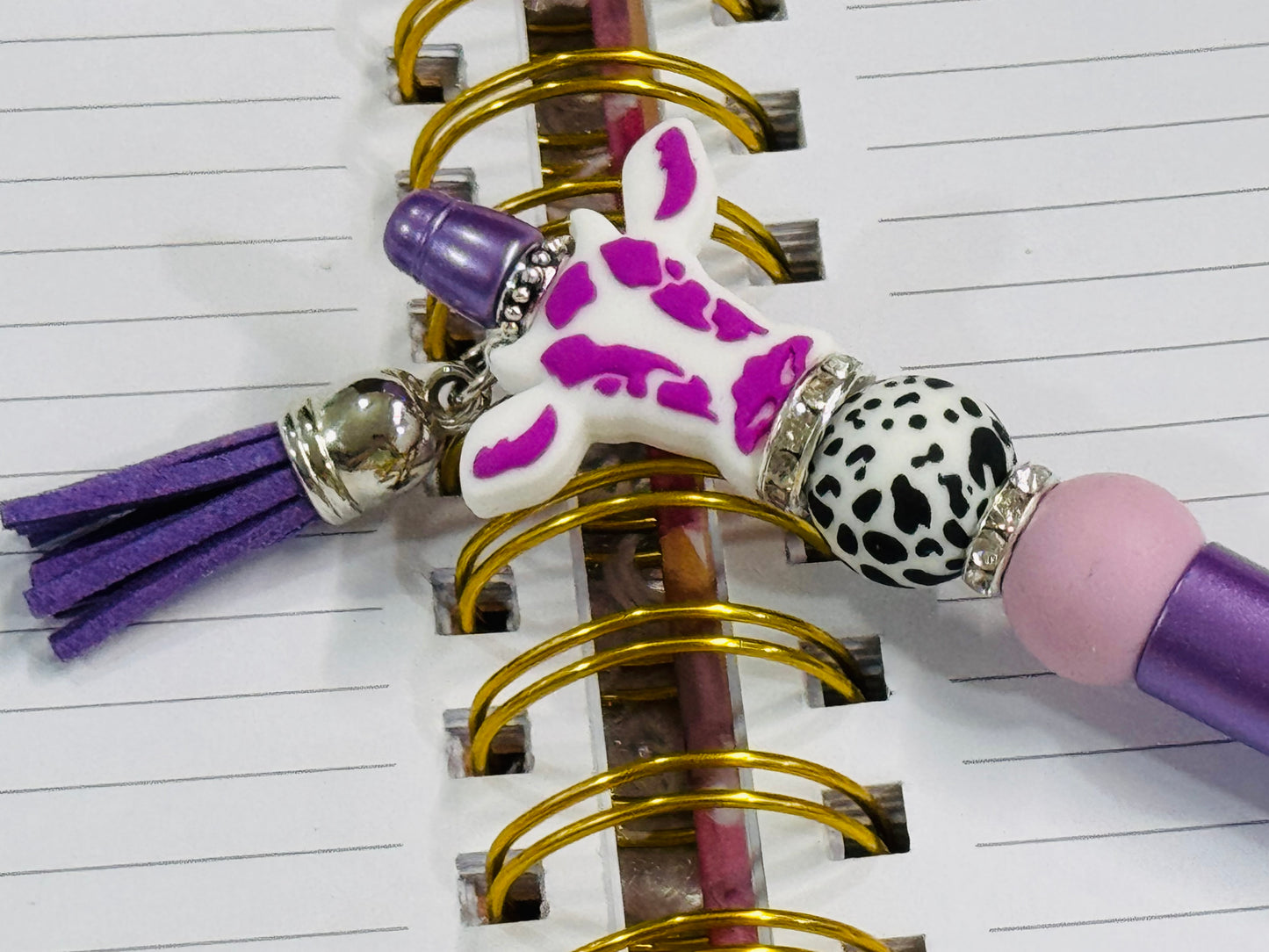 Purple Cow Beaded Pen