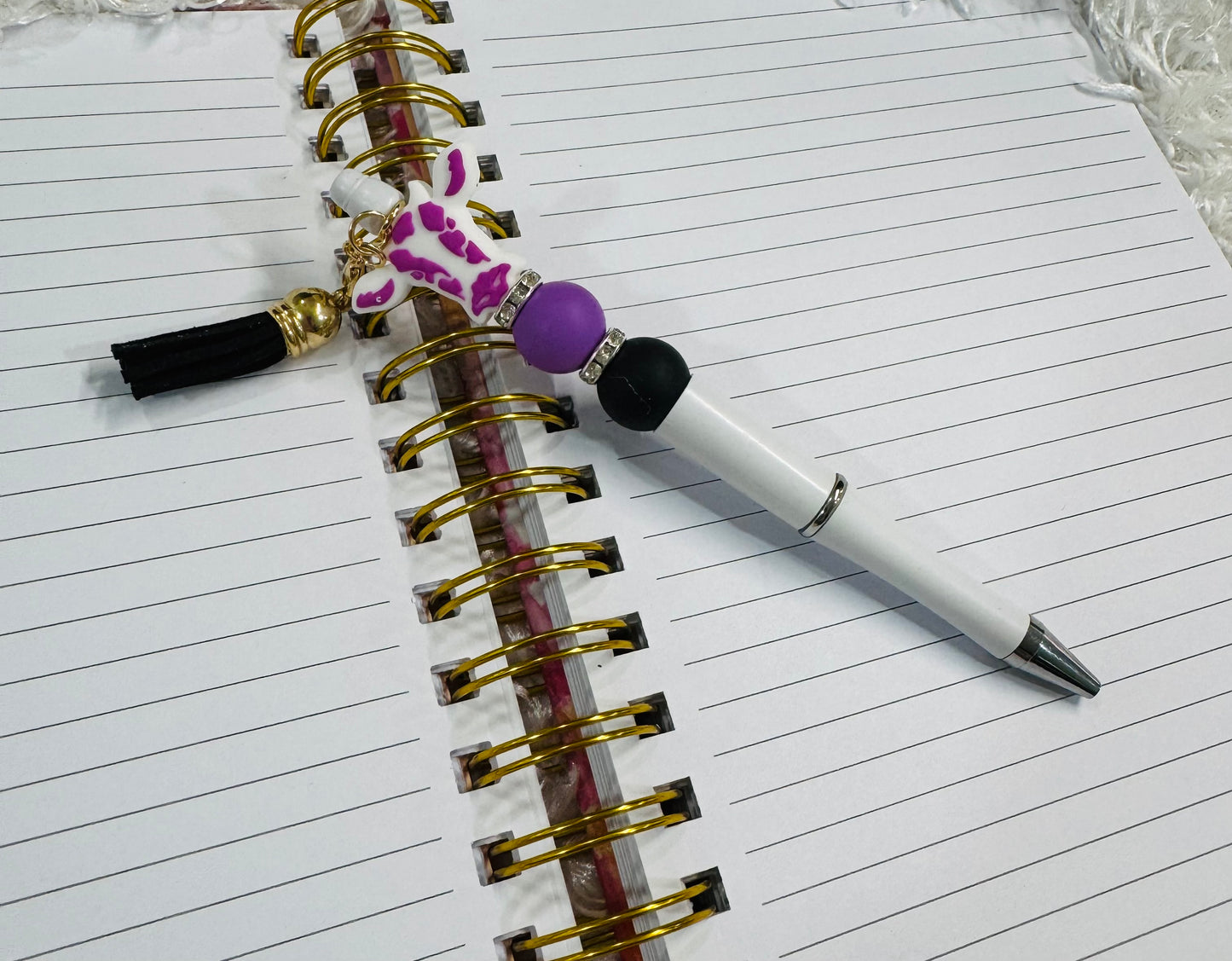 Purple Cow Beaded Pen