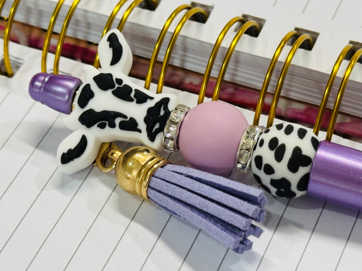 Purple Cow Beaded Pen