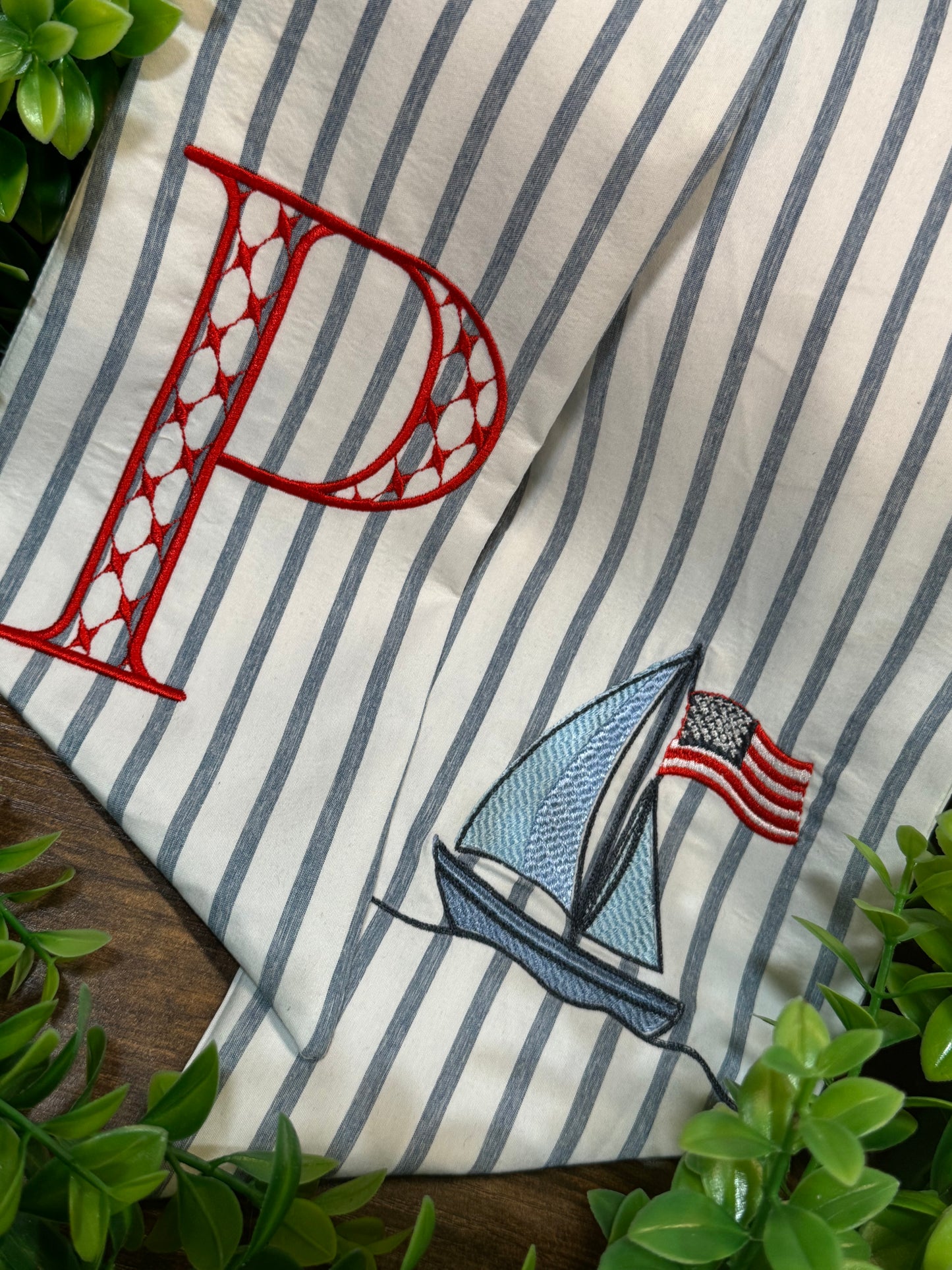 Patriotic Sail Boat Door Sash