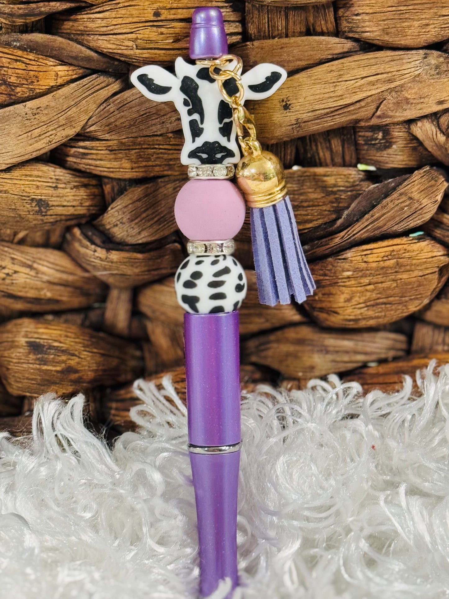 Purple Cow Beaded Pen