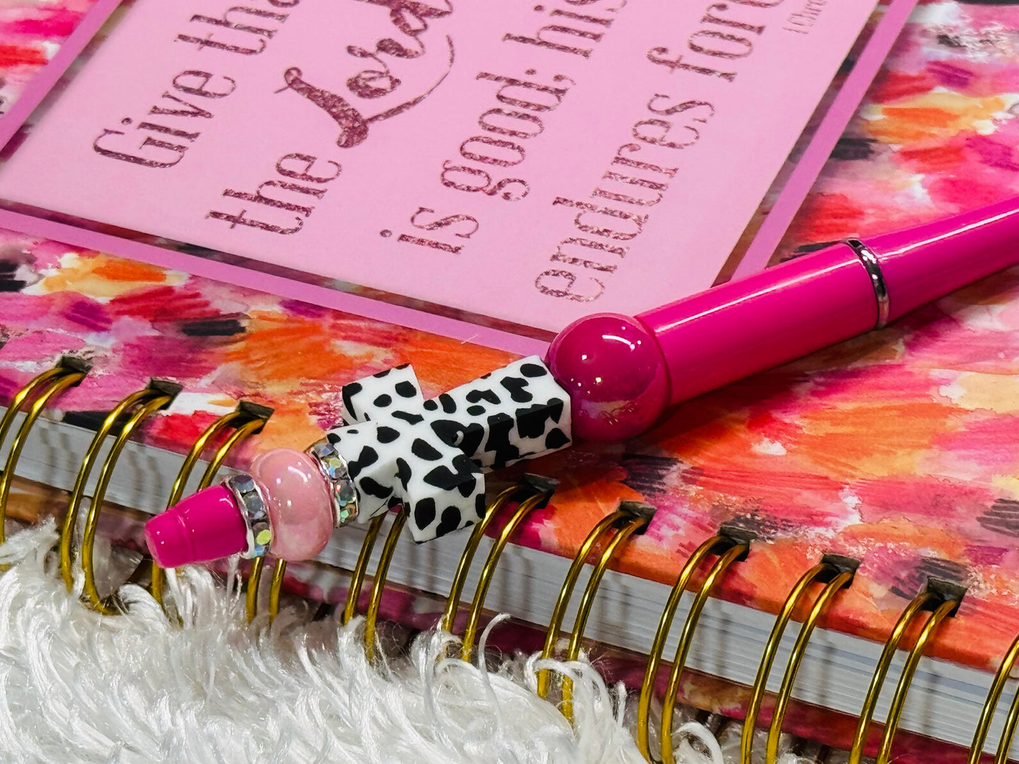 Leopard Cross Beaded Pen
