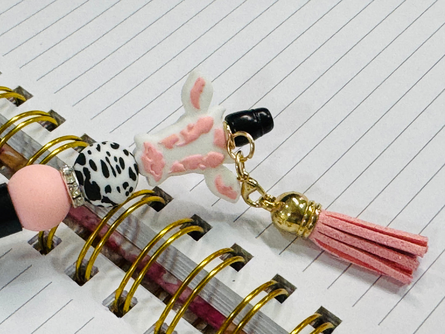 Pink Cow Beaded Pen