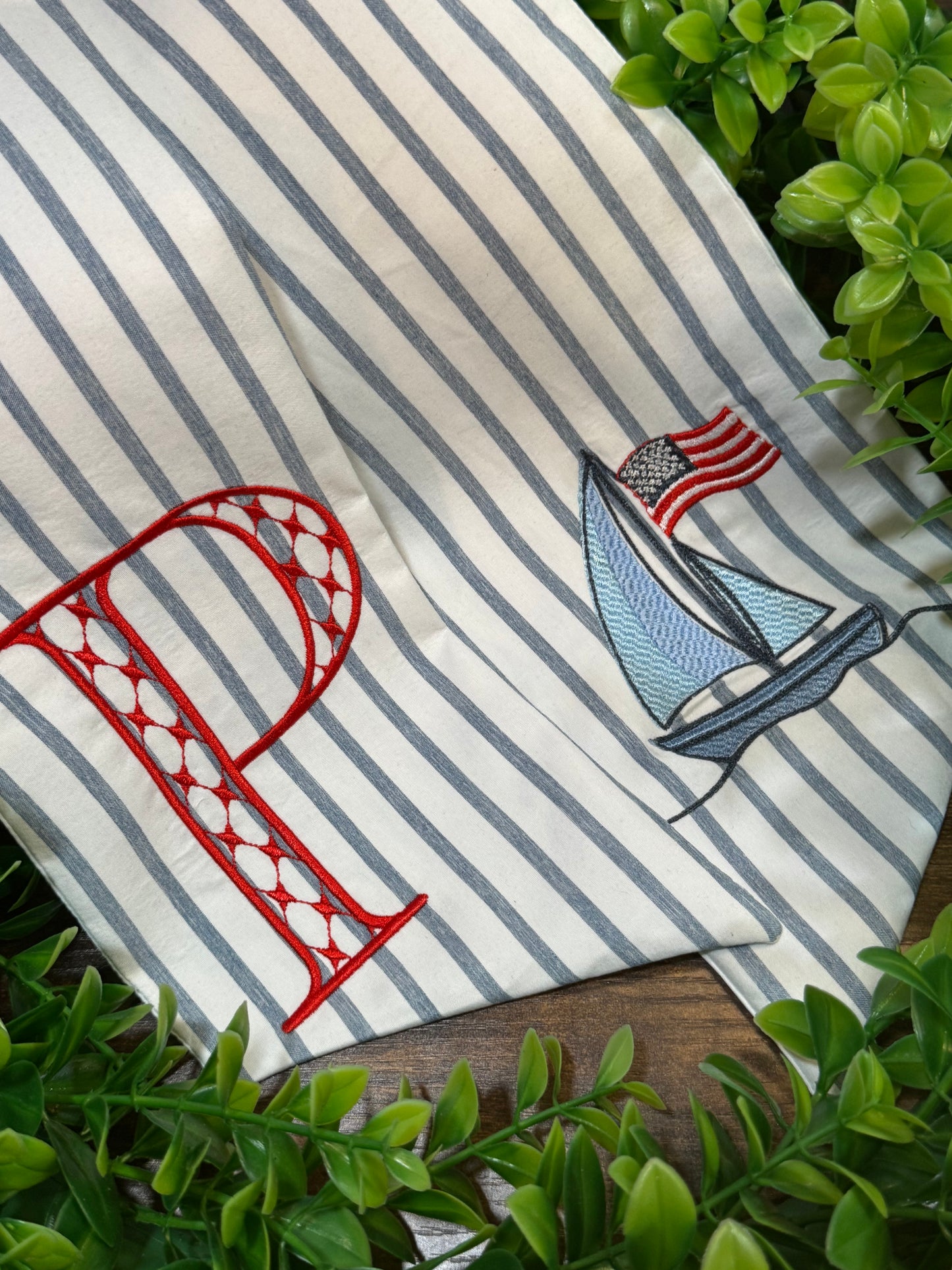 Patriotic Sail Boat Door Sash