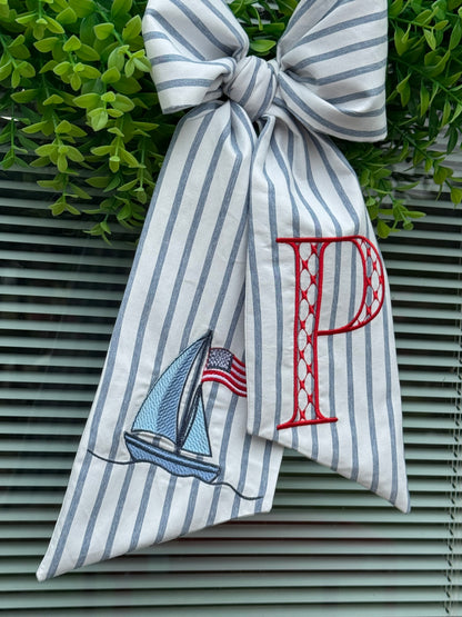 Patriotic Sail Boat Door Sash