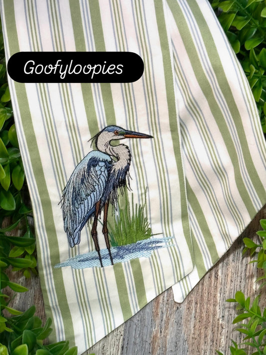 Blue Heron Bird Wreath Door Sash
