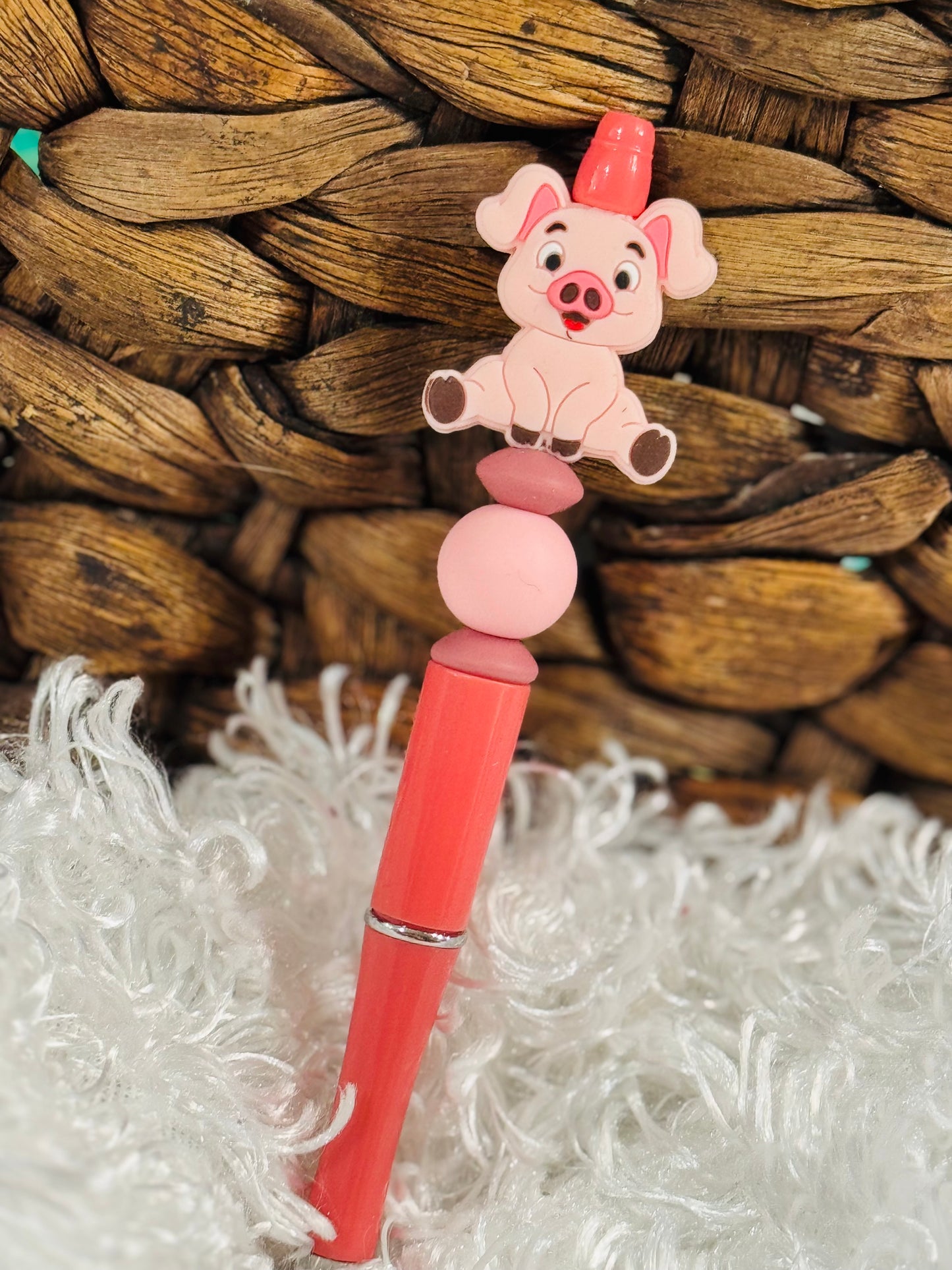 Pink Piggy Beaded Pen