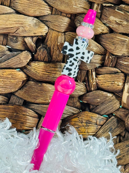 Leopard Cross Beaded Pen