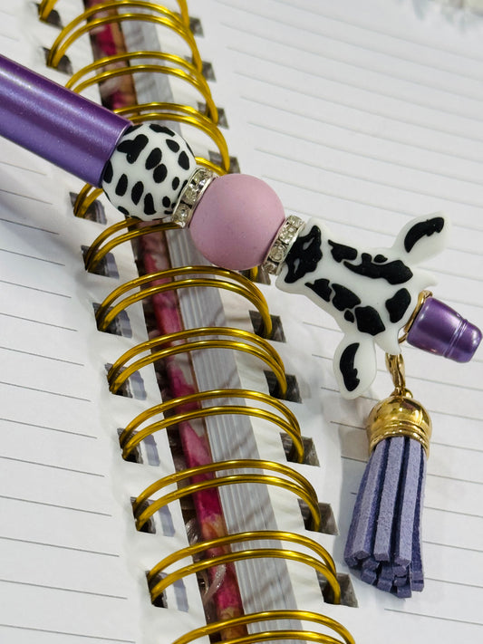 Purple Cow Beaded Pen