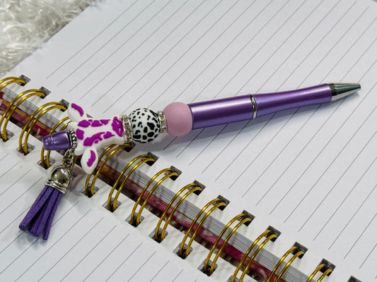 Purple Cow Beaded Pen