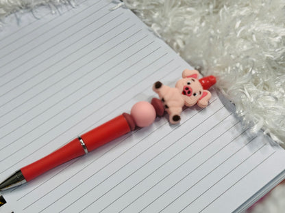 Pink Piggy Beaded Pen