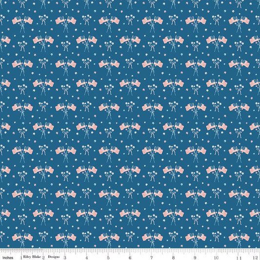 Firework Fields Flag Coastal Blue