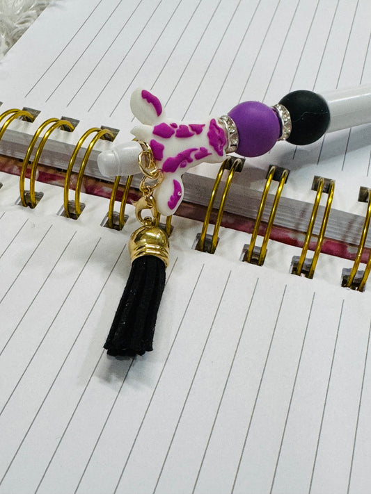 Purple Cow Beaded Pen