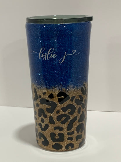 Gold and Leopard 22 oz Tumbler
